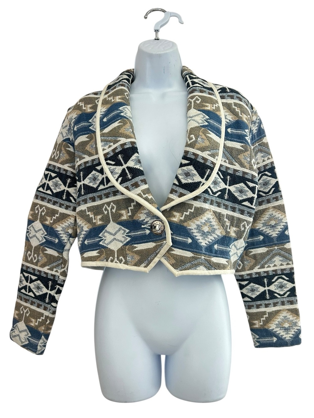Side Saddle 90s Vintage Southwestern Cropped Tapestry Bolero Jacket M Cowgirl
